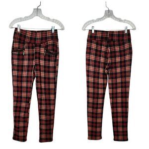 ELLIE & Kate Red Plaid Leggings One Size Fit XSmall & Small